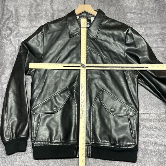 Volcom Faux Leather Riders Jacket Black Size XL Double Zipper - Picture 7 of 11